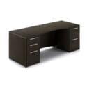 66″ x 30″ Desk with Curved Modesty and Top and Double Full Pedestals - Thumbnail Image 4