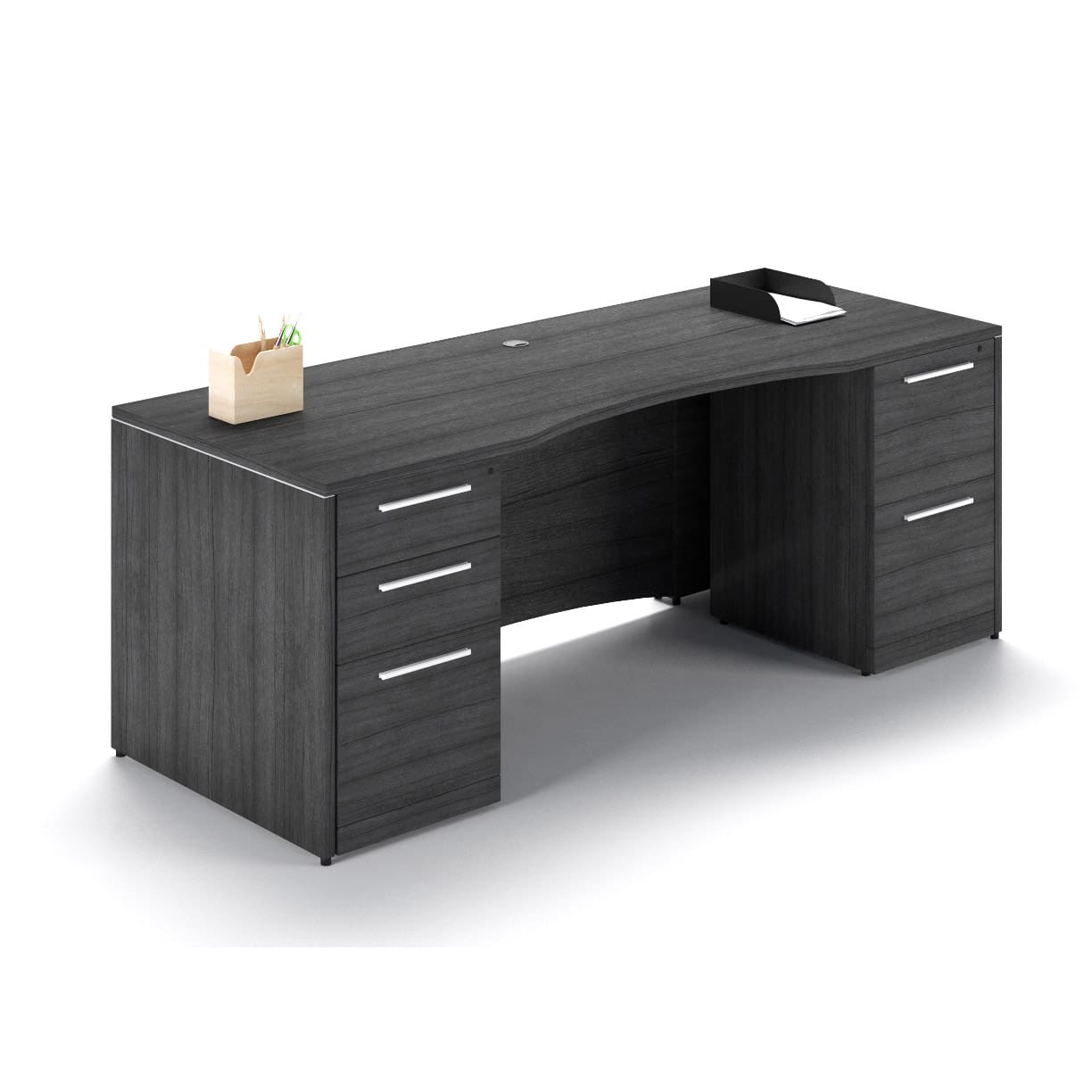 66″ x 30″ Desk with Curved Modesty and Top and Double Full Pedestals - Image 5