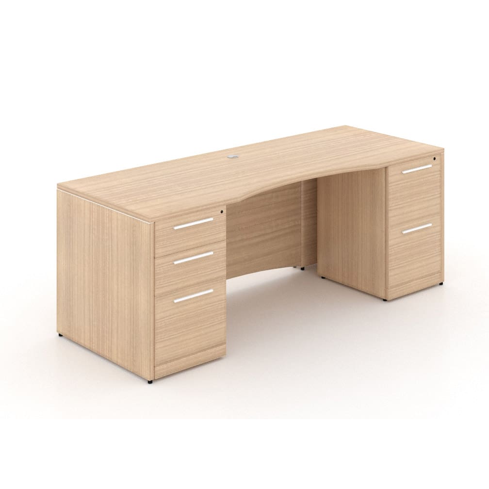 66″ x 30″ Desk with Curved Modesty and Top and Double Full Pedestals - Image 3
