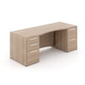 66″ x 30″ Desk with Curved Modesty and Top and Double Full Pedestals - Thumbnail Image 1