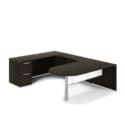 72"W Bullet Top Desk with Glass Modesty, 42" Curved Bridge, and 72" x 24" Credenza with File/File Pedestal - Thumbnail Image 4