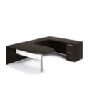 72"W Bullet Top Desk with Glass Modesty, 42" Curved Bridge, and 72" x 24" Credenza with File/File Pedestal - Thumbnail Image 8