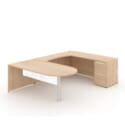 72"W Bullet Top Desk with Glass Modesty, 42" Curved Bridge, and 72" x 24" Credenza with File/File Pedestal - Thumbnail Image 6