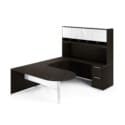 72"W Bullet Top Desk with Glass Modesty, 42" Curved Bridge, 72" x 24" Credenza with File/File Pedestal, and Overhead Hutch with Glass Doors - Thumbnail Image 8