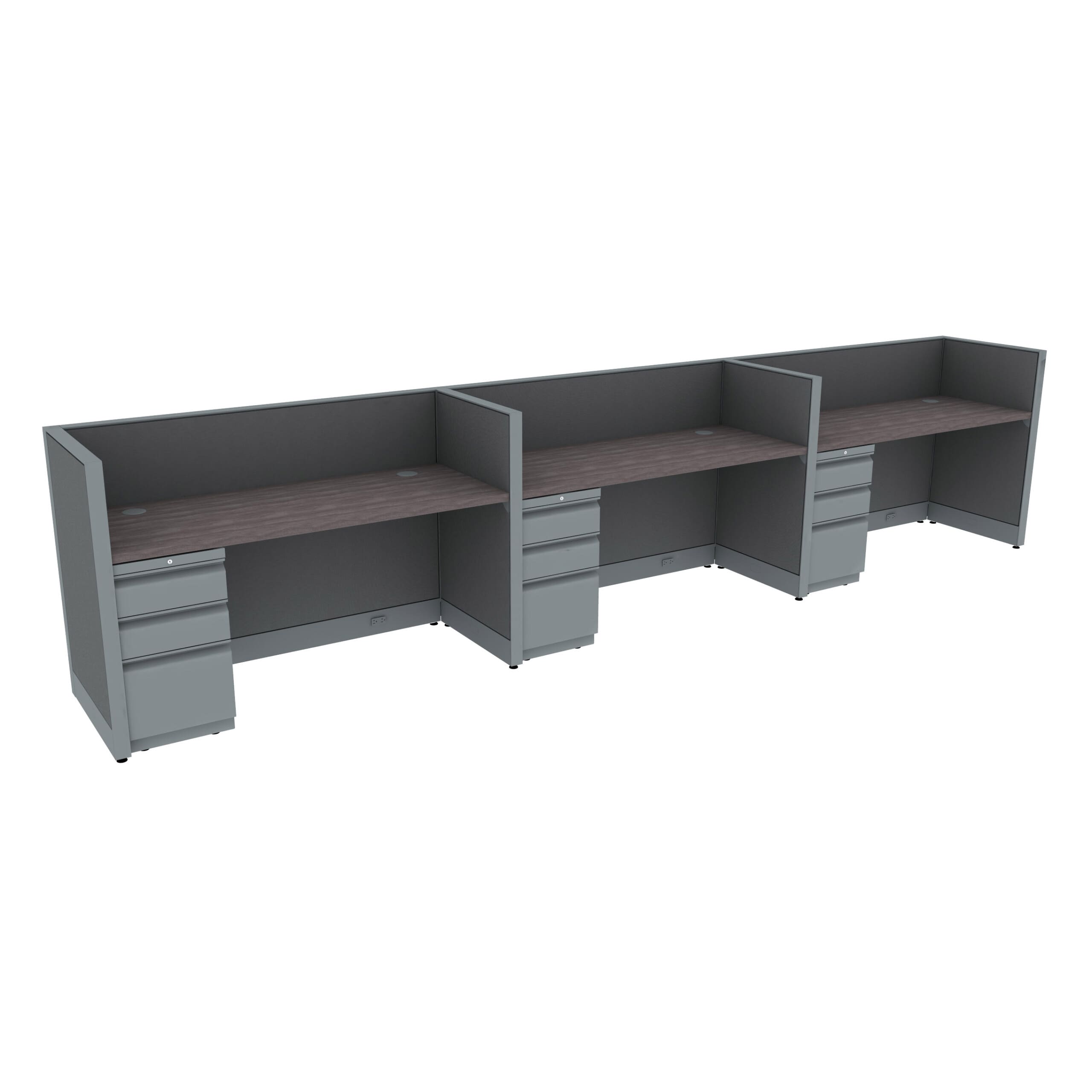 60" x 24" Cubicle Workstation 42"H Panel (Cluster of 3) - Image 1