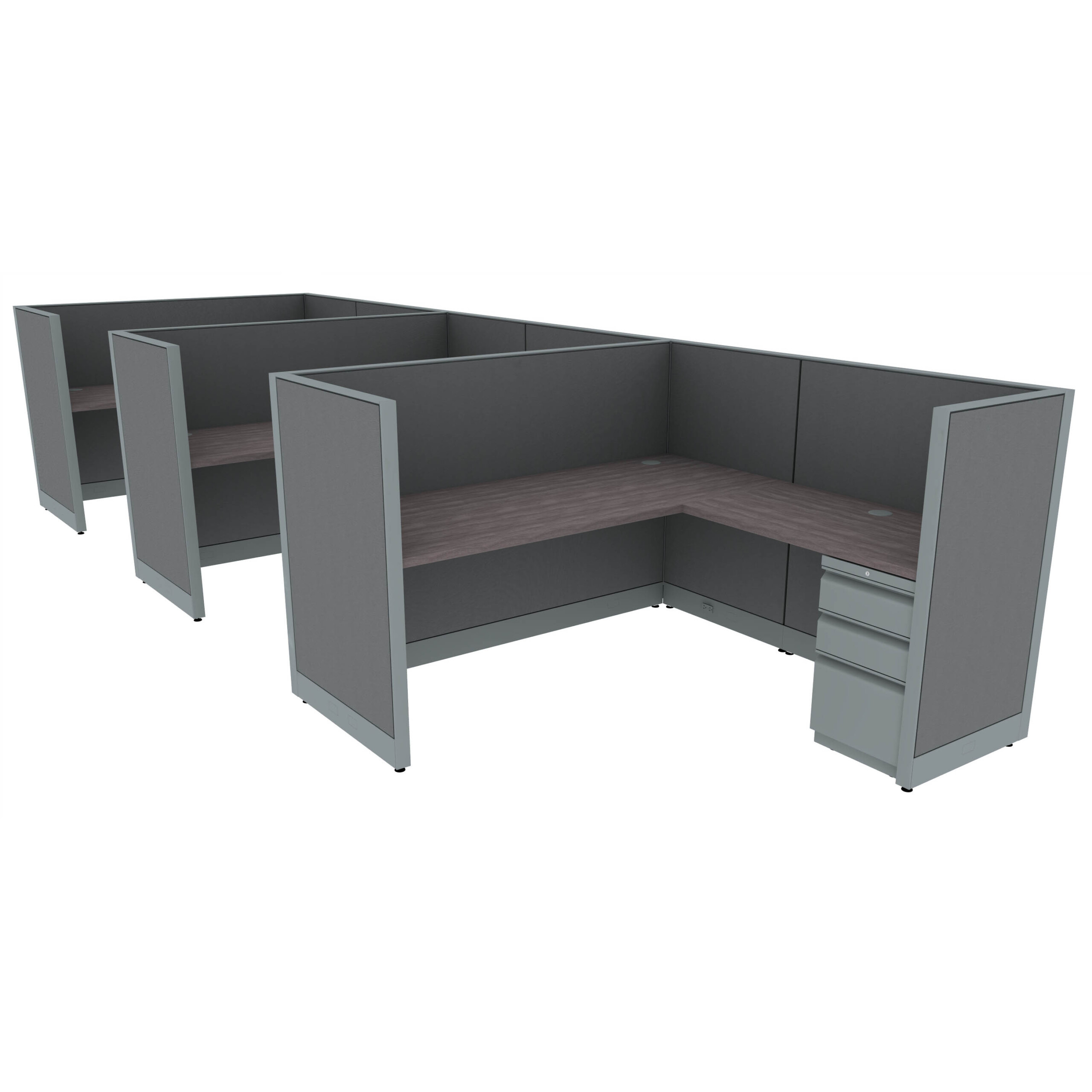 6' x 6' L-Shaped Cubicle Workstation 50"H Panel (Cluster of 3) - Image 1