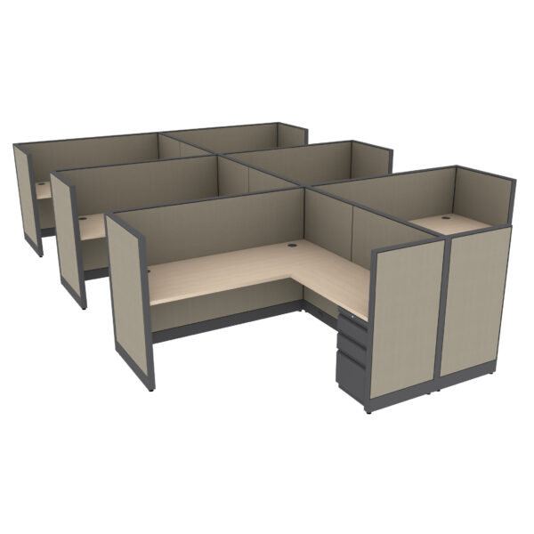 6' x 6' L-Shaped Cubicle Workstation 50"H Panel (Cluster of 6)