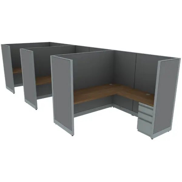 6′ x 6′ L-Shaped Cubicle Workstation 65″H Panel (Cluster of 3)