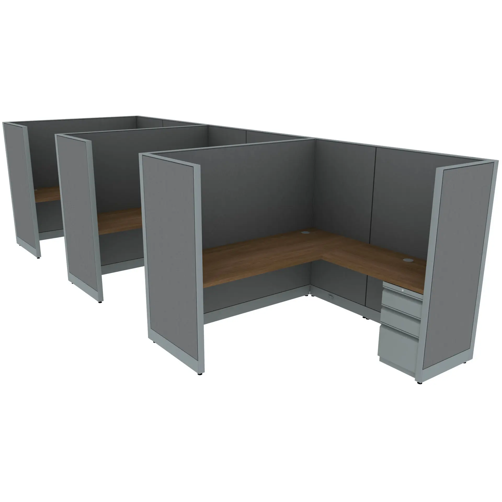 6′ x 6′ L-Shaped Cubicle Workstation 65″H Panel (Cluster of 3) - Image 1