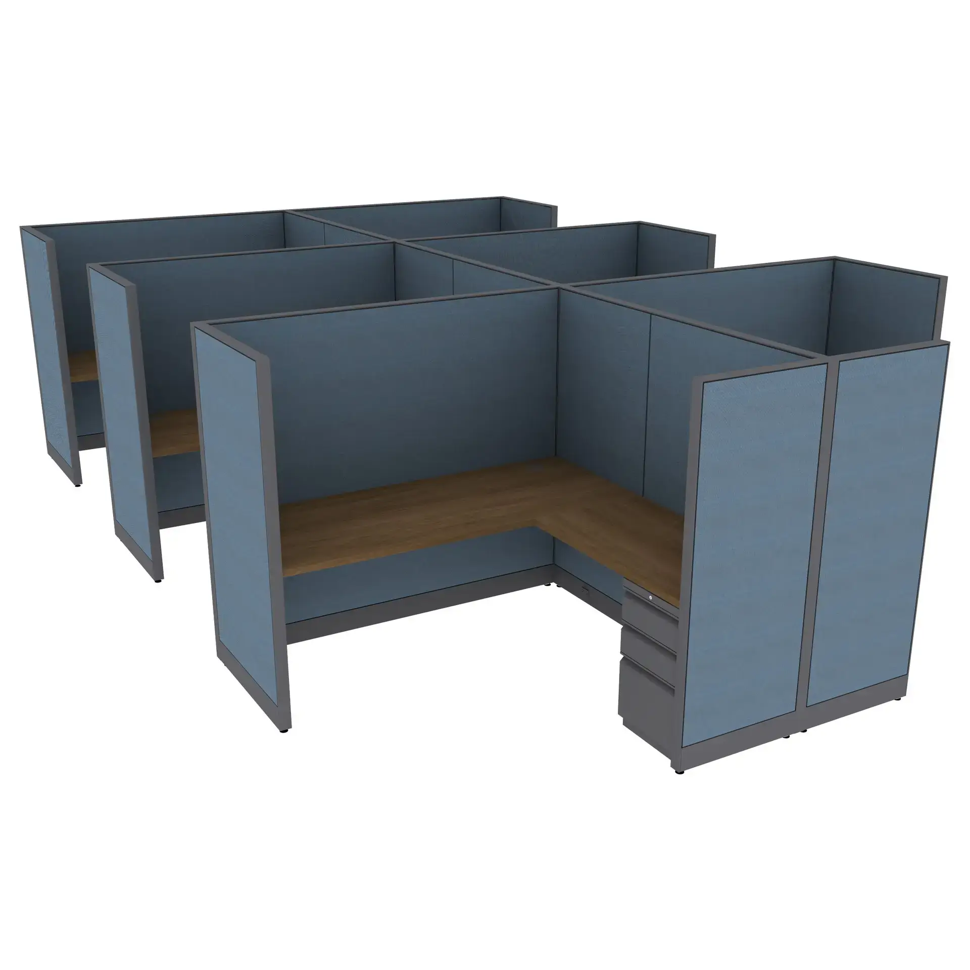 6′ x 6′ L-Shaped Cubicle Workstation 65″H Panel (Cluster of 6) - Image 1