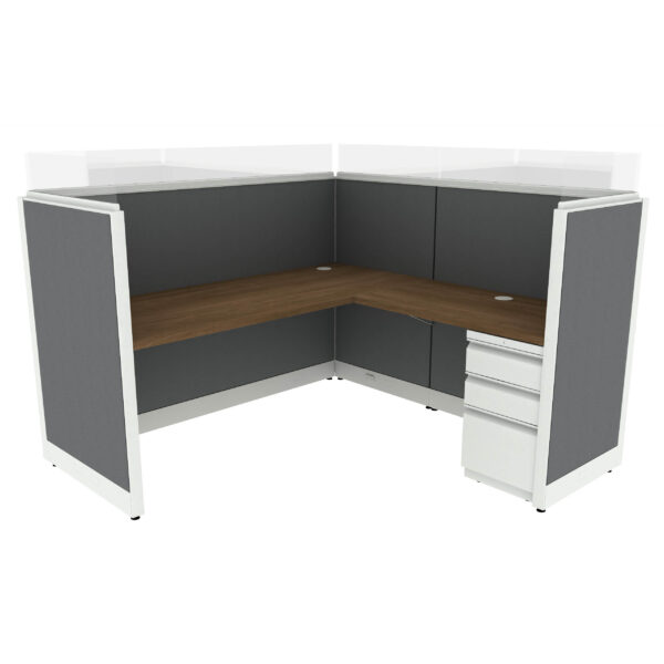 6′ x 6′ L-Shaped Cubicle Workstation 50″H Panel with Frameless Glass