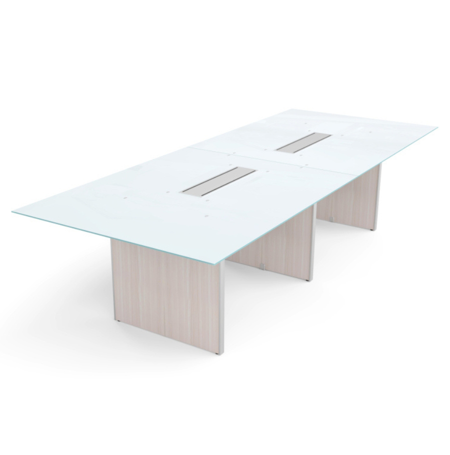 10' Glass Top Rectangular Shaped Conference Table (42"D) - Image 1