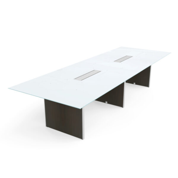 12' Glass Top Rectangular Shaped Conference Table (42"D)