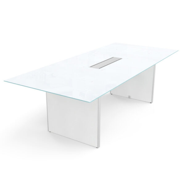 8' Glass Top Rectangular Shaped Conference Table (42"D)