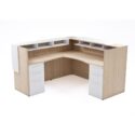 72" x 36" L Shaped Reception Desk with Overlay Storage and LEDs - Thumbnail Image 1
