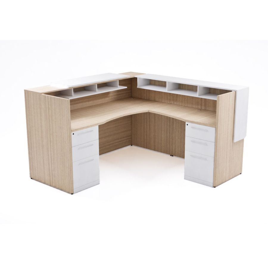 72" x 36" L Shaped Reception Desk with Overlay Storage and LEDs - Image 12