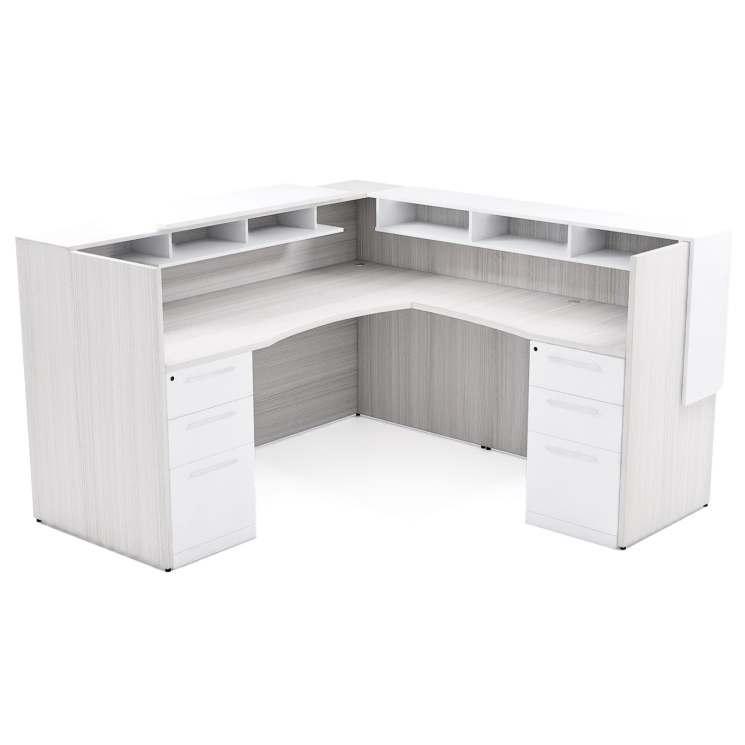 72" x 36" L Shaped Reception Desk with Overlay Storage and LEDs - Image 14