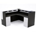 72" x 36" L Shaped Reception Desk with Overlay Storage and LEDs - Thumbnail Image 4