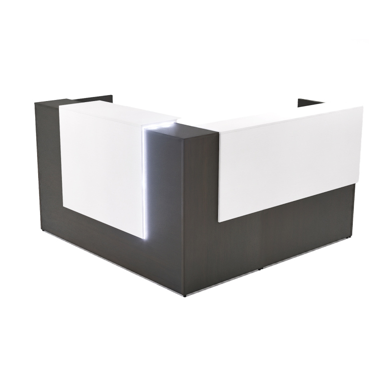 72" x 36" L Shaped Reception Desk with Overlay Storage and LEDs - Image 9