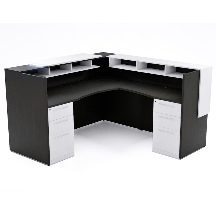 72" x 36" L Shaped Reception Desk with Overlay Storage and LEDs - Image 15