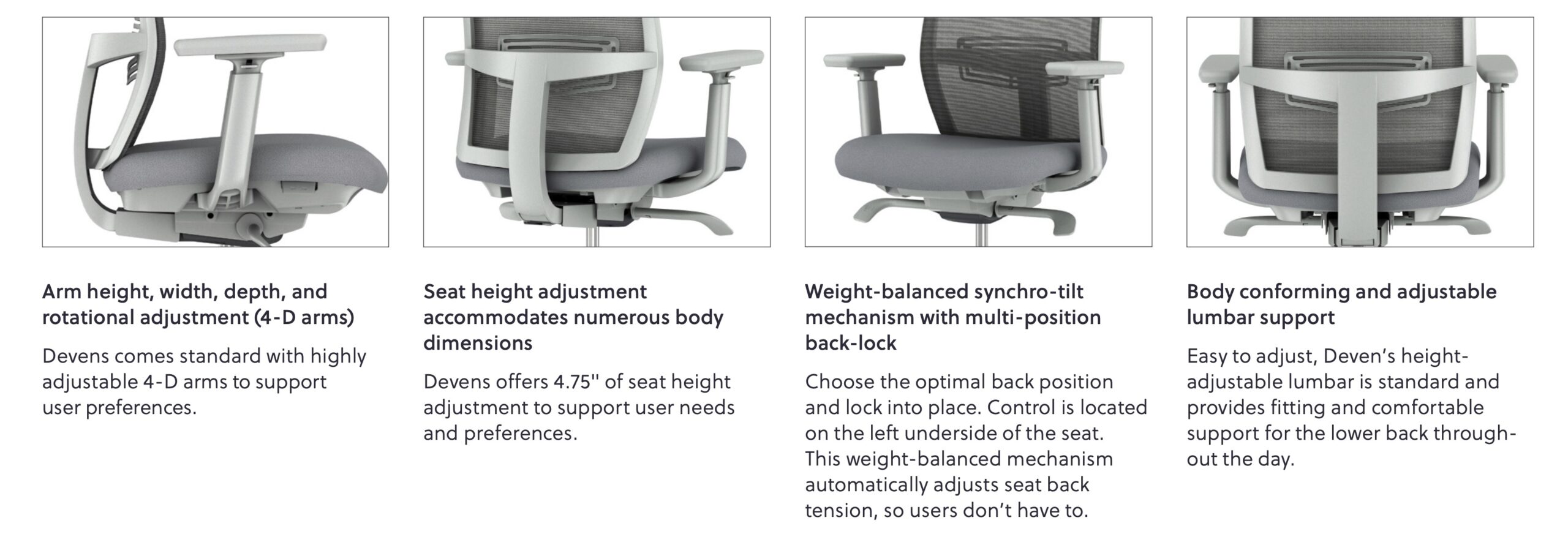 AIS Devens task chair controls and functions
